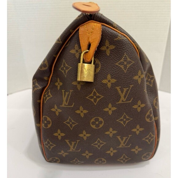 Louis Vuitton Speedy 35 Brown Canvas Monogram LV Satchel Handbag $1700 RP - Picture 3 of 12